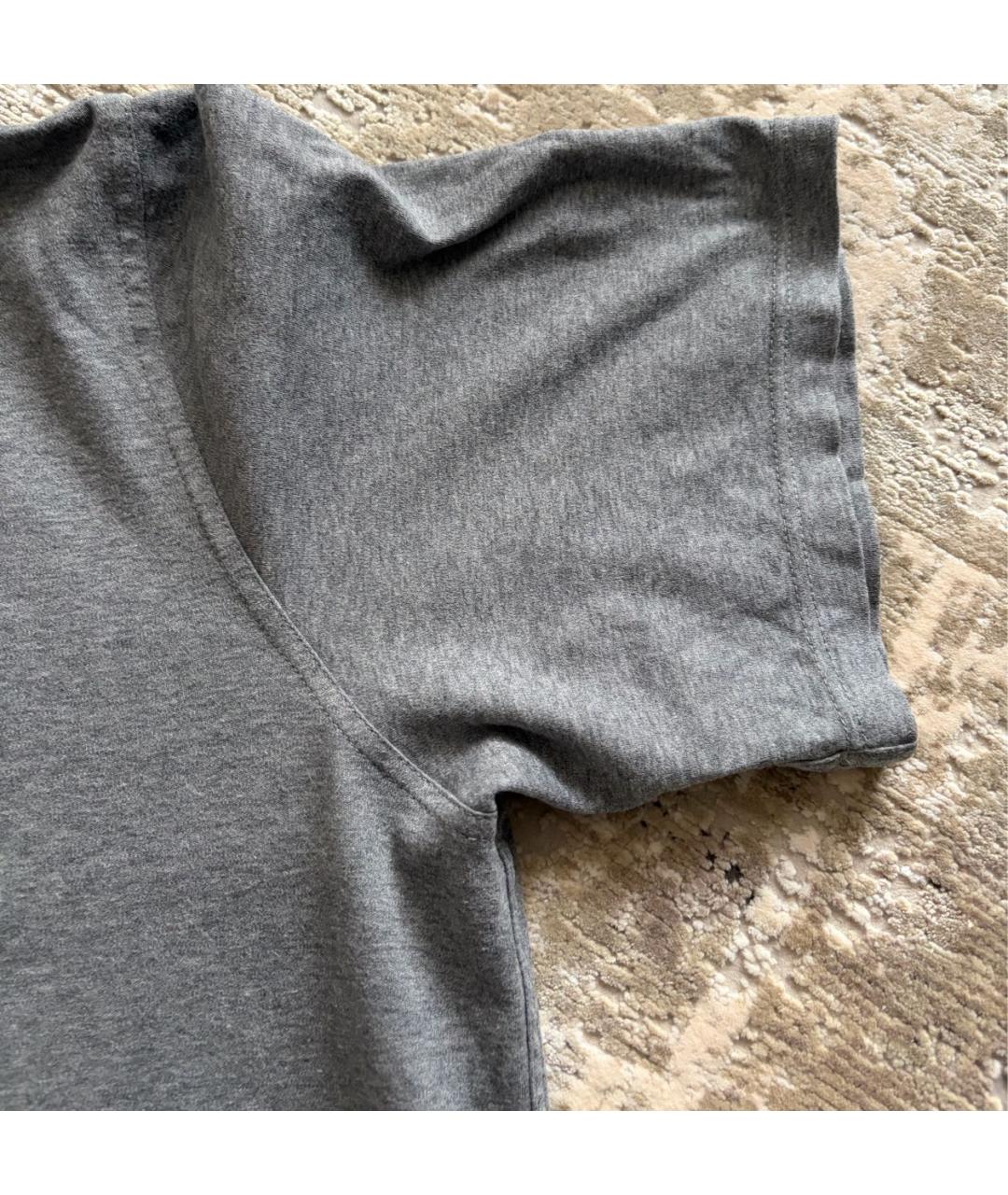 HERMES Серая хлопковая футболка, фото 5