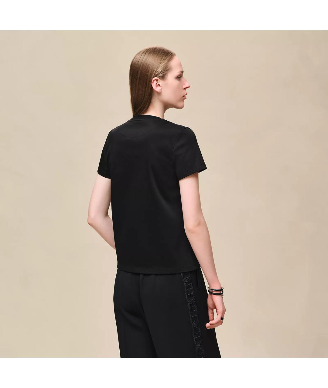 HERMES Черная хлопковая футболка, фото 3