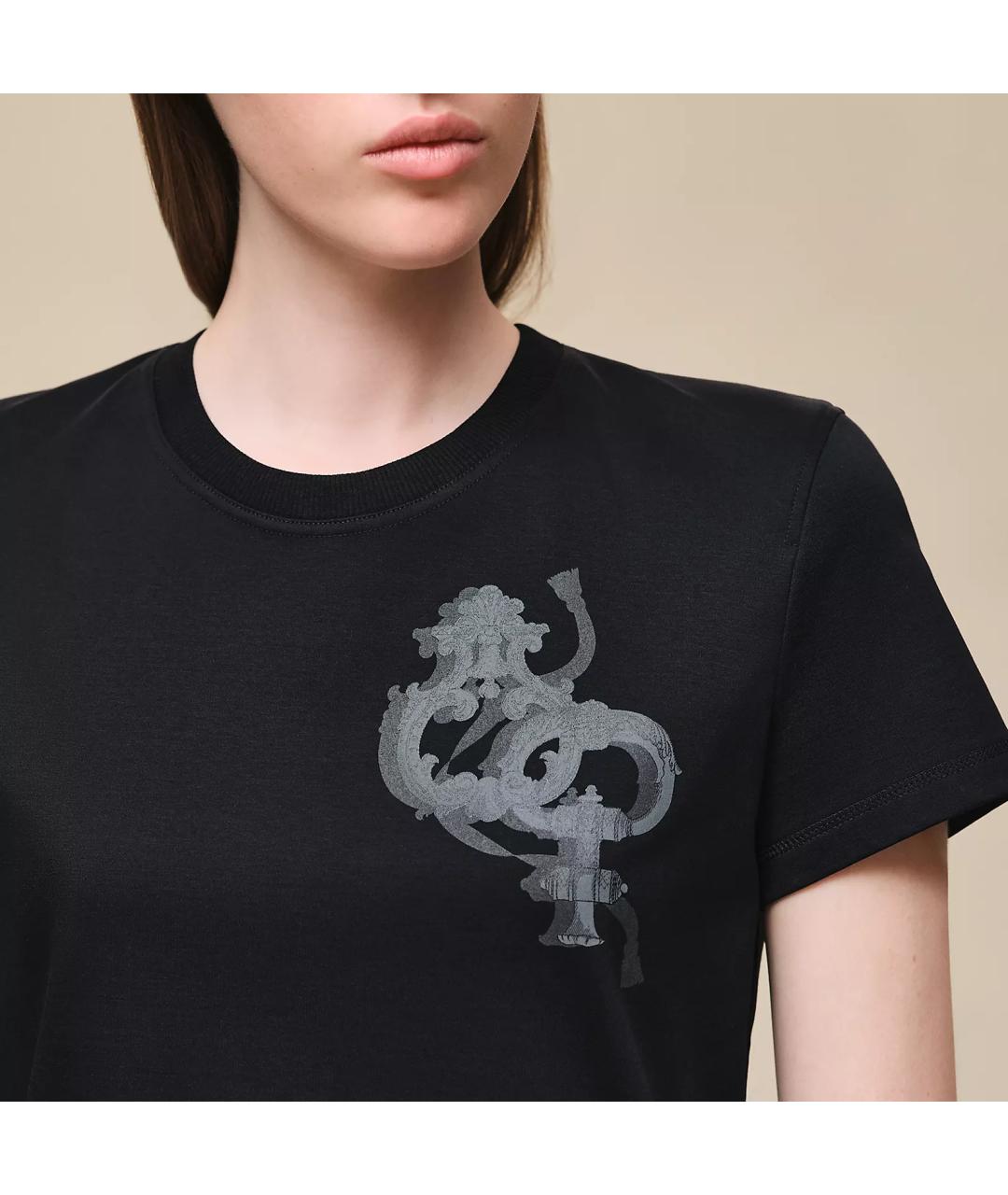 HERMES Черная хлопковая футболка, фото 4