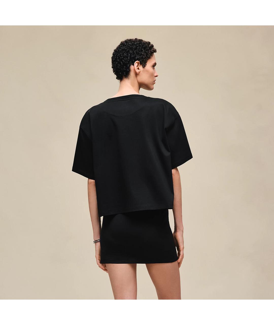 HERMES Черная хлопковая футболка, фото 3