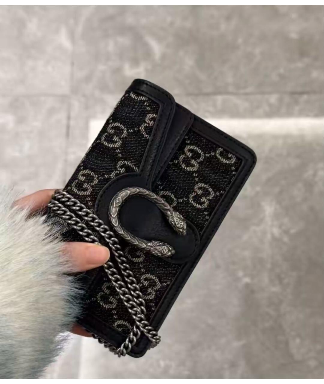 GUCCI Черная деним сумка через плечо, фото 5