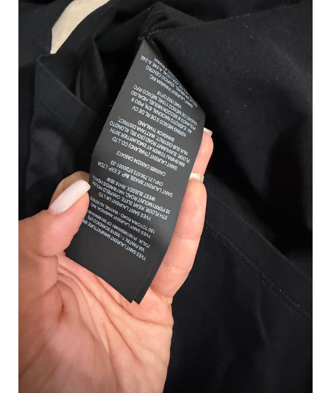 SAINT LAURENT Черная хлопковая футболка, фото 5