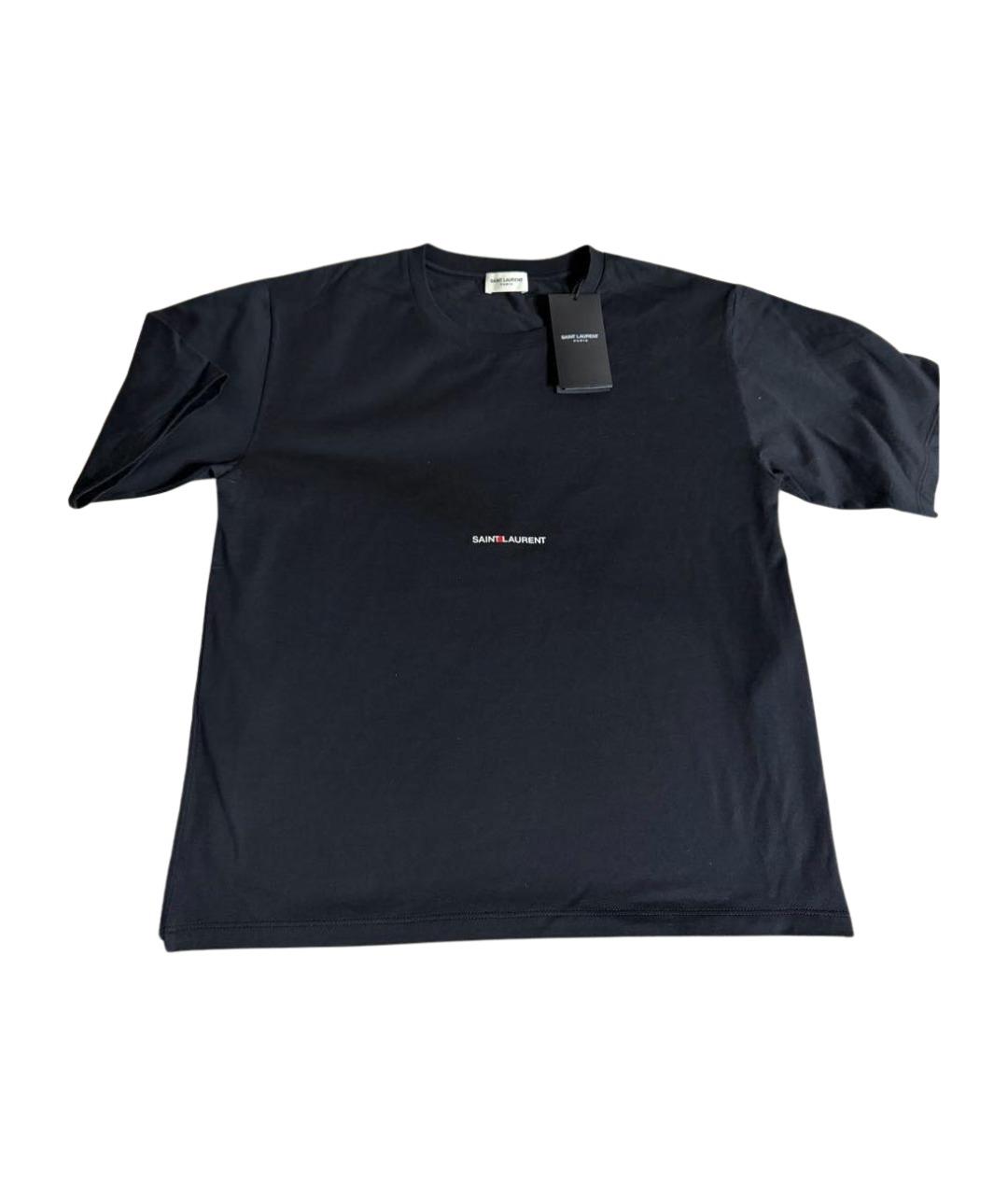 SAINT LAURENT Черная хлопковая футболка, фото 1