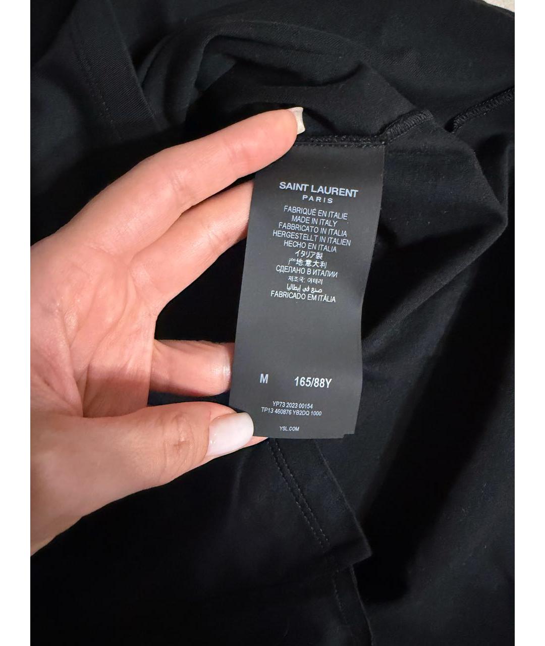 SAINT LAURENT Черная хлопковая футболка, фото 4