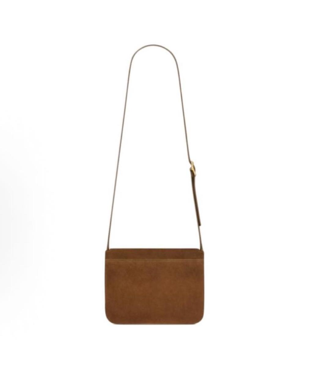 SAINT LAURENT Коричневая замшевая сумка через плечо, фото 3