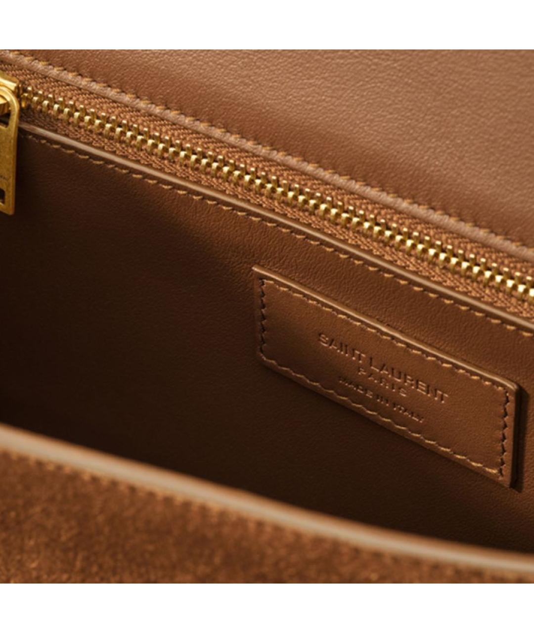 SAINT LAURENT Коричневая замшевая сумка через плечо, фото 5