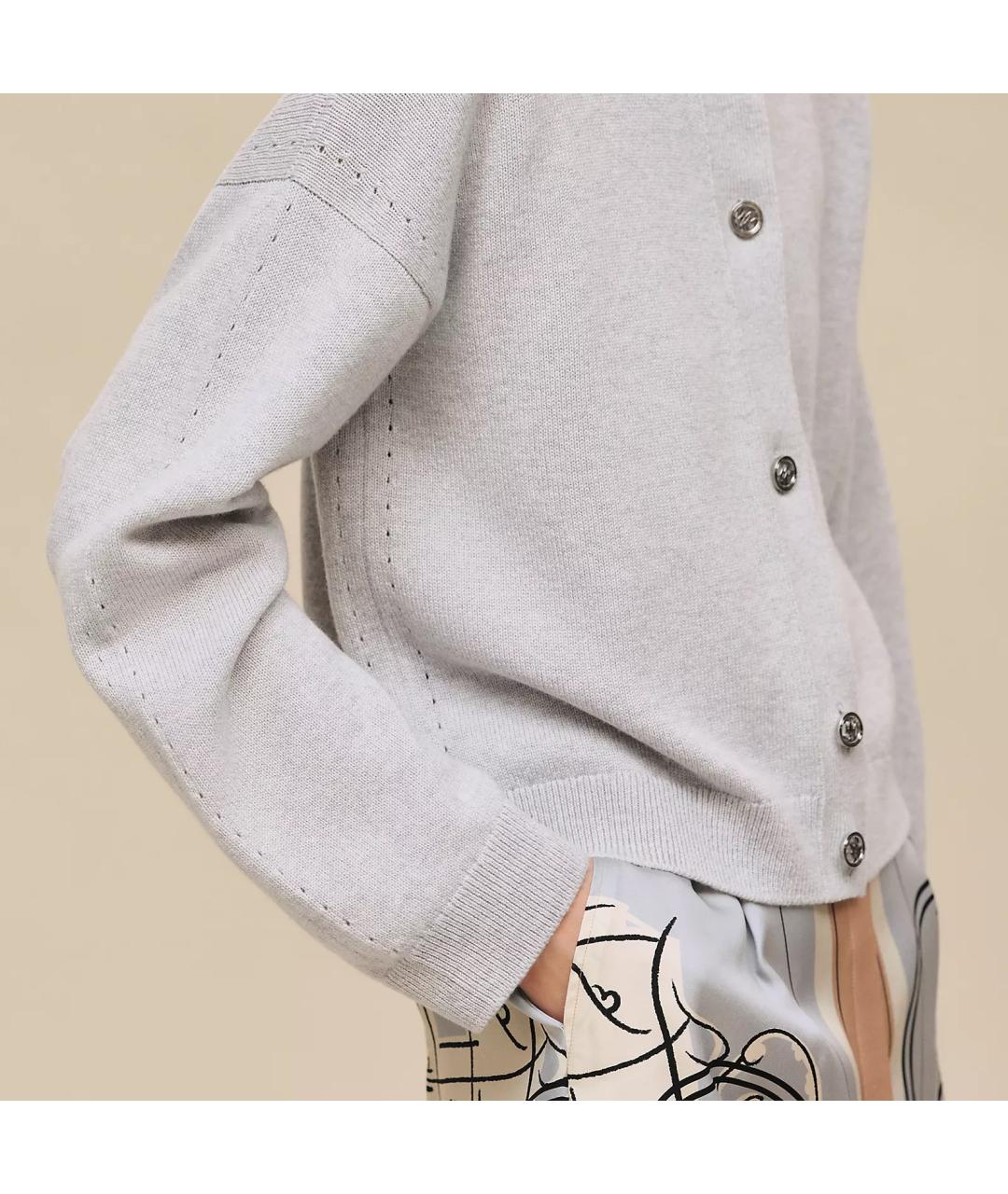 HERMES Серый кашемировый кардиган, фото 5