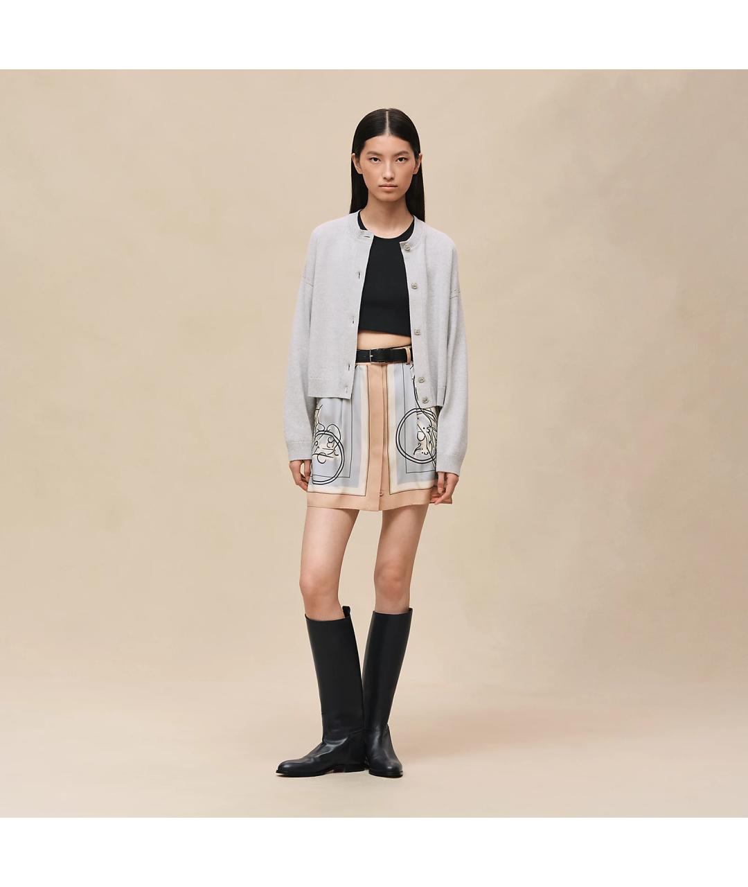 HERMES Серый кашемировый кардиган, фото 7