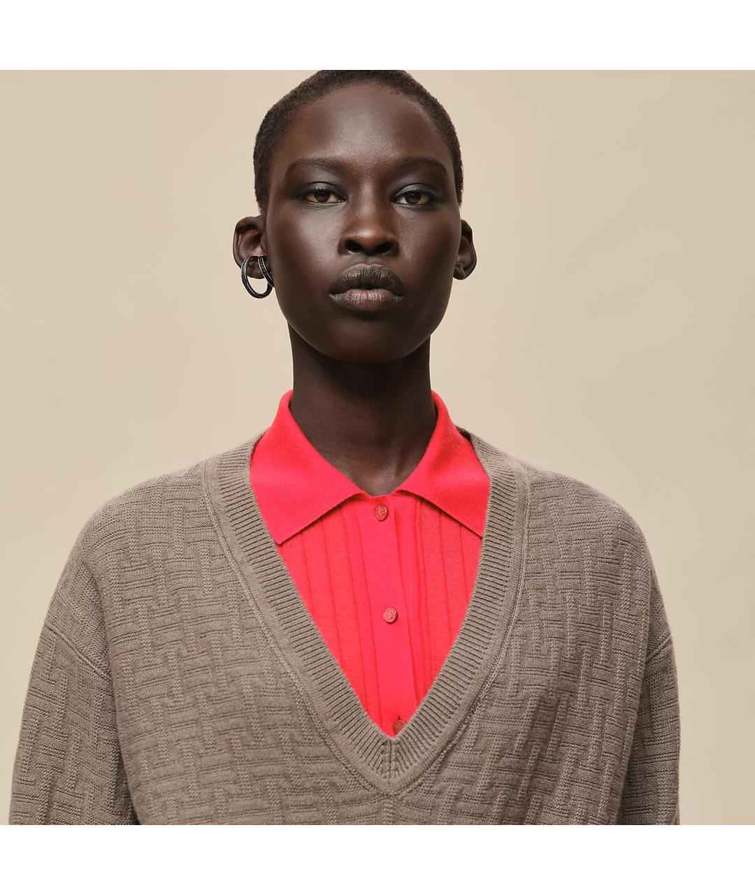 HERMES Коричневый кашемировый джемпер / свитер, фото 4