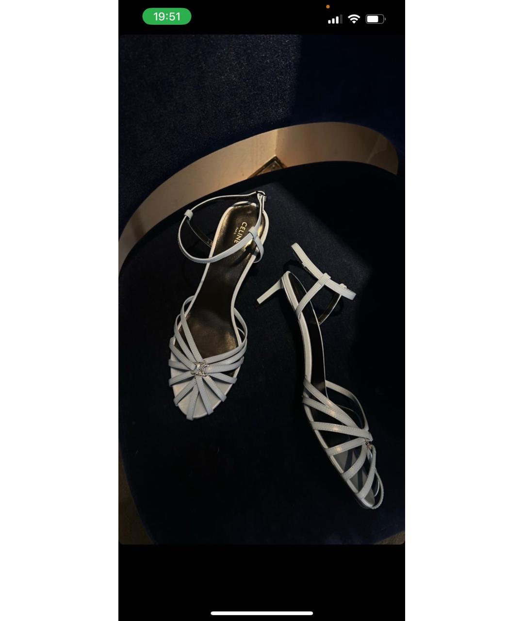 CELINE Голубые кожаные босоножки, фото 5