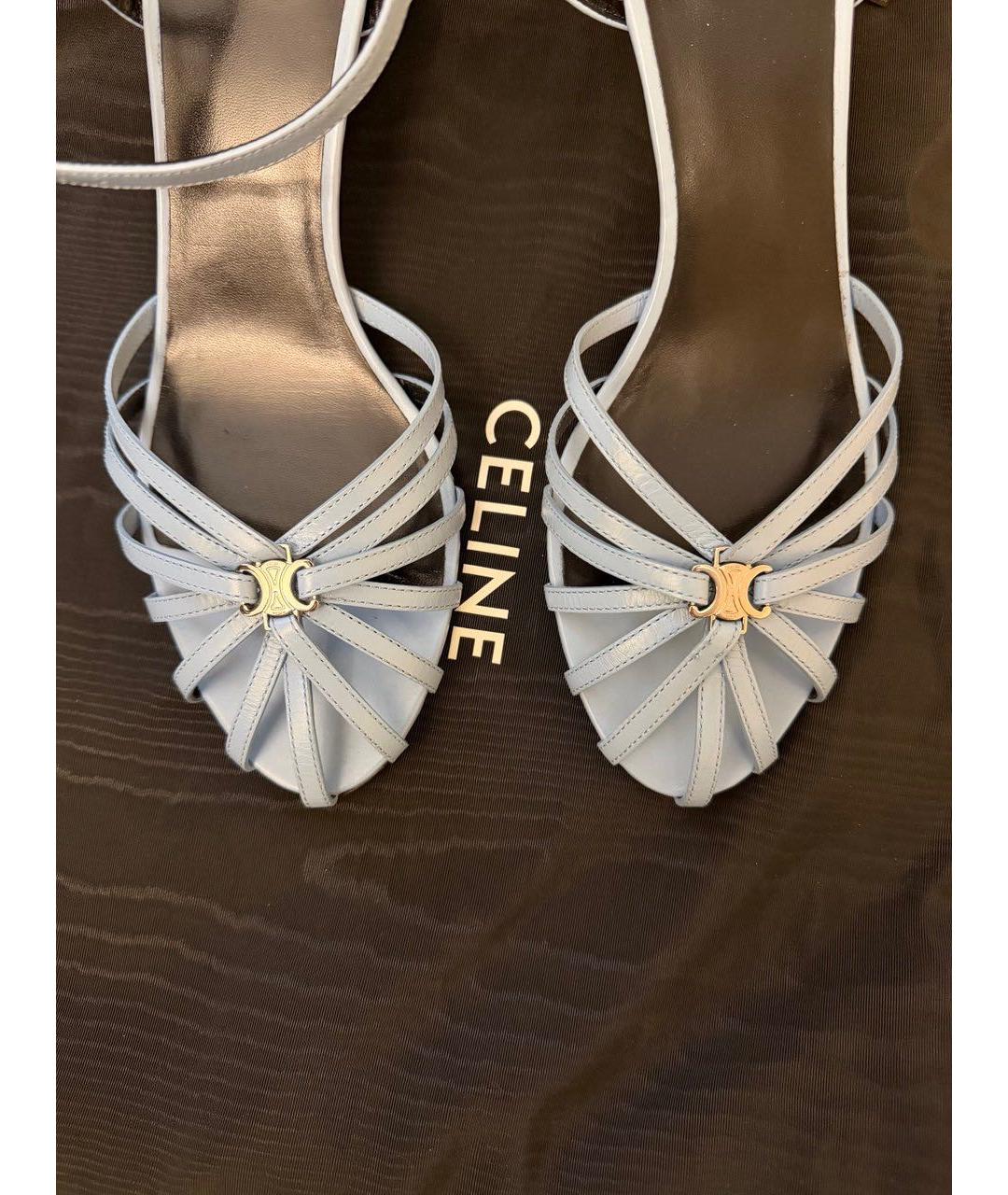 CELINE Голубые кожаные босоножки, фото 6