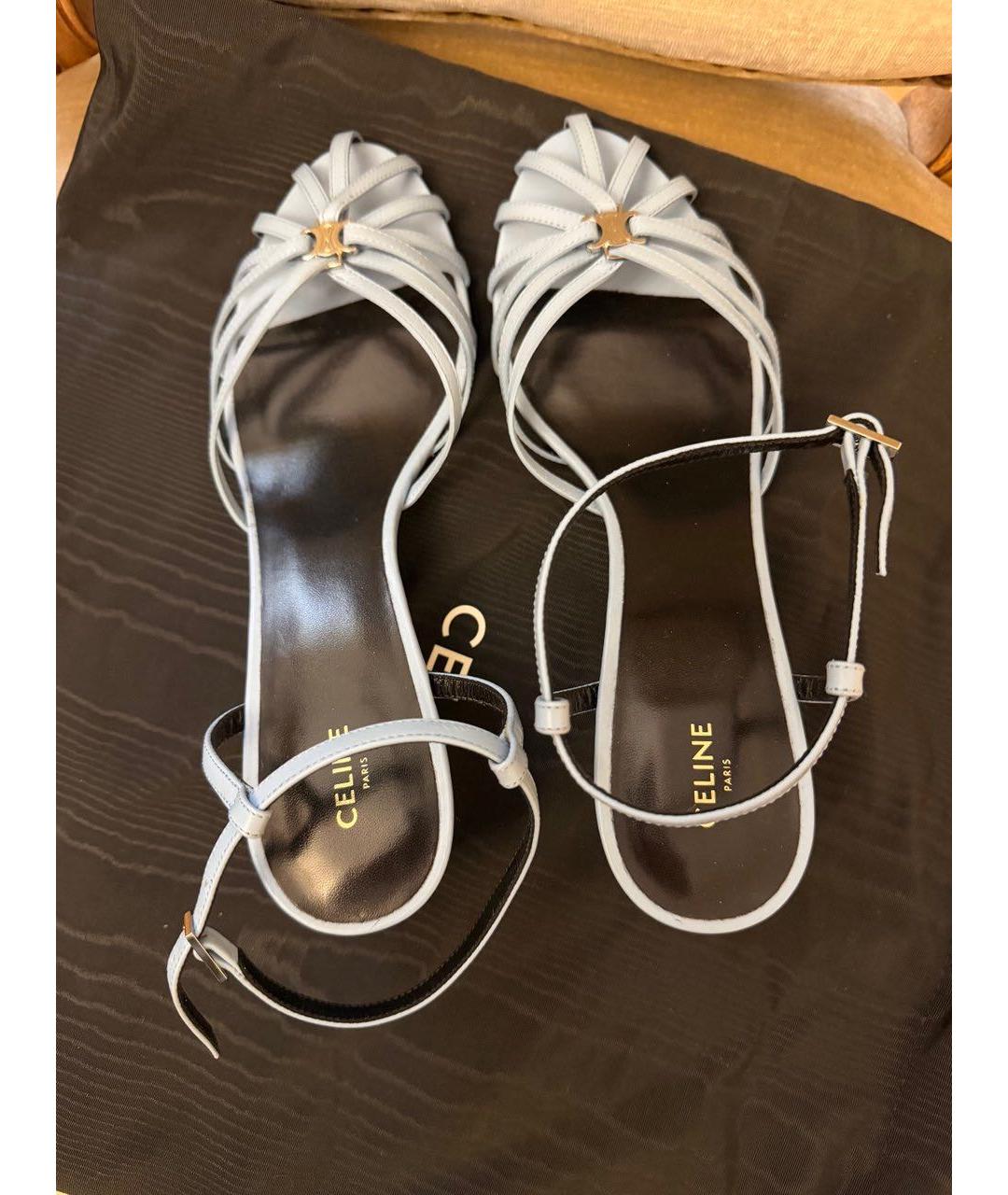 CELINE Голубые кожаные босоножки, фото 3