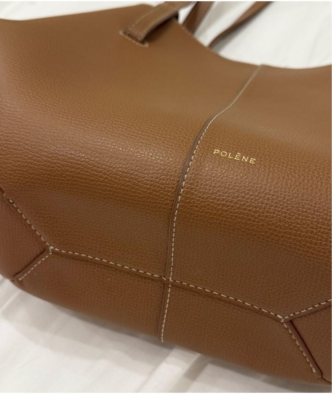 POLENE Коричневая кожаная сумка тоут, фото 6