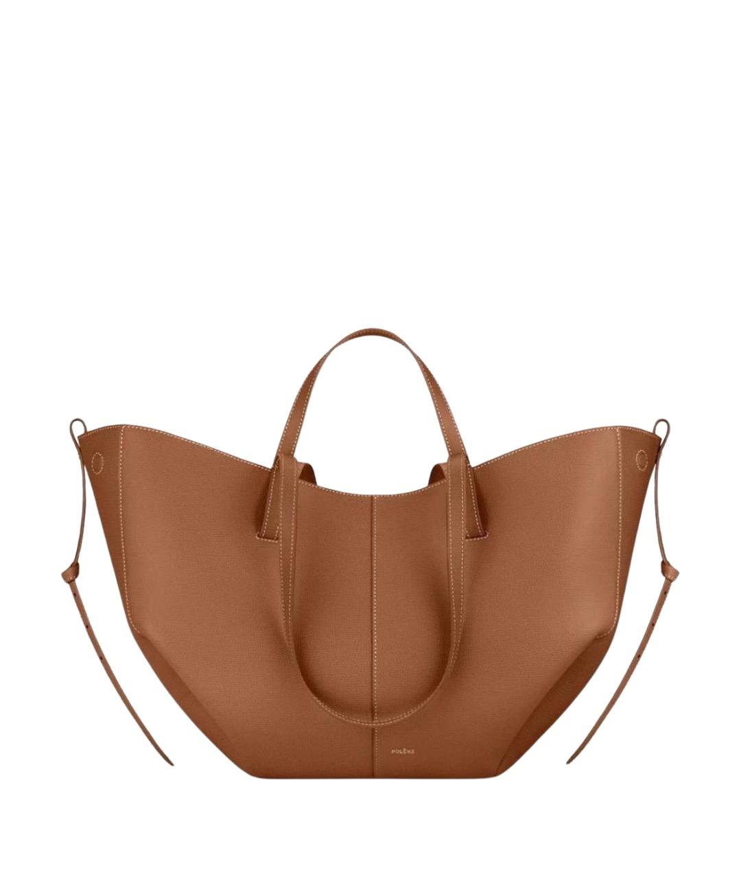 POLENE Коричневая кожаная сумка тоут, фото 1
