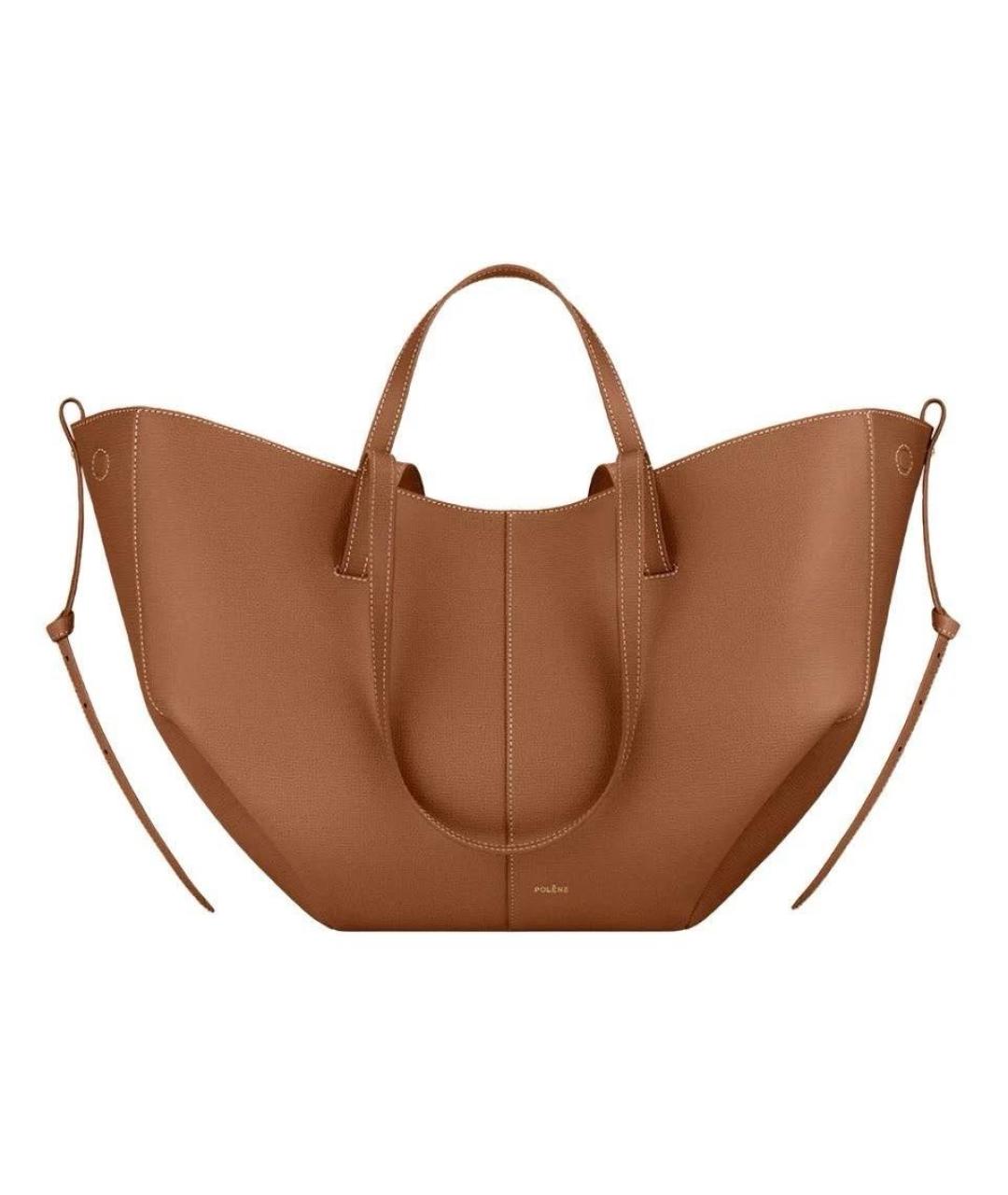 POLENE Коричневая кожаная сумка тоут, фото 3