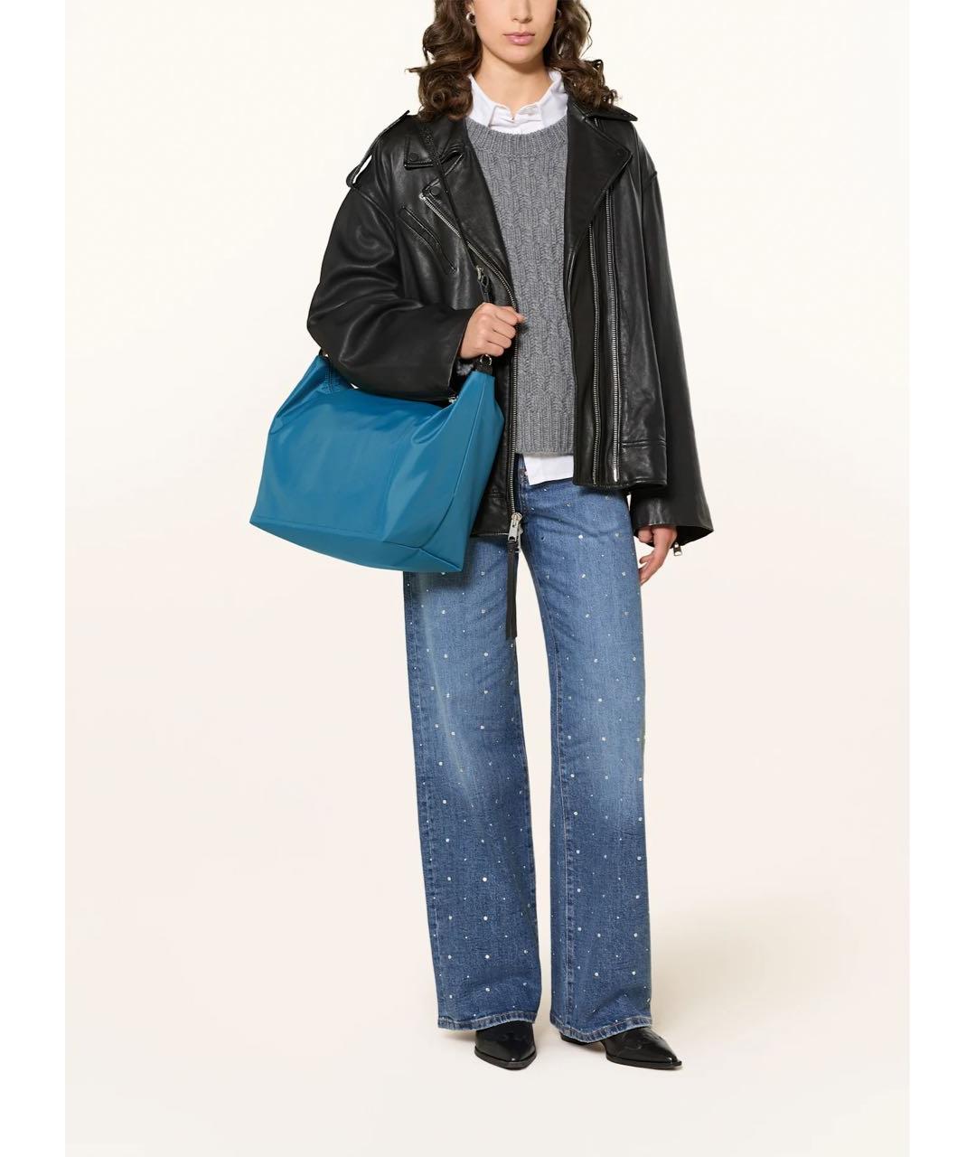 LONGCHAMP Голубая тканевая сумка через плечо, фото 5