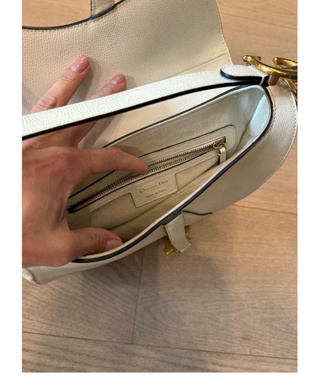 CHRISTIAN DIOR Белая кожаная сумка с короткими ручками, фото 4