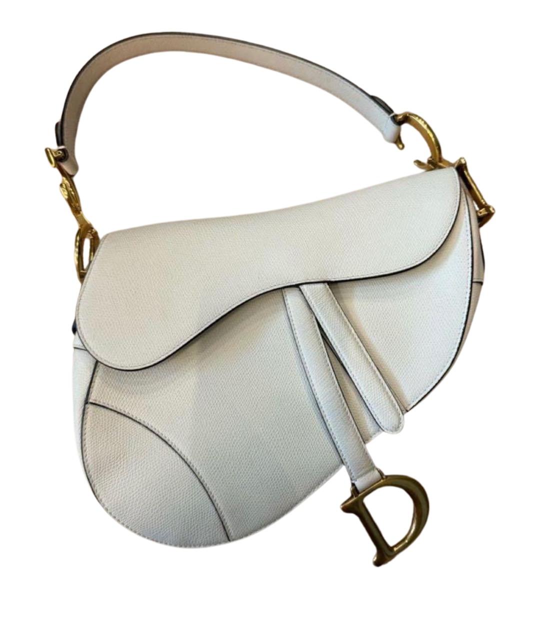 CHRISTIAN DIOR Белая кожаная сумка с короткими ручками, фото 1