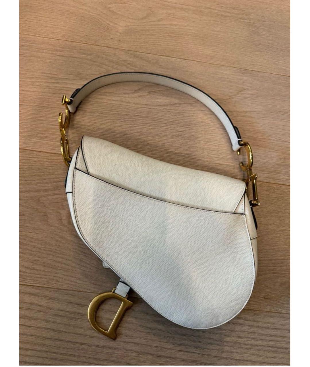 CHRISTIAN DIOR Белая кожаная сумка с короткими ручками, фото 3