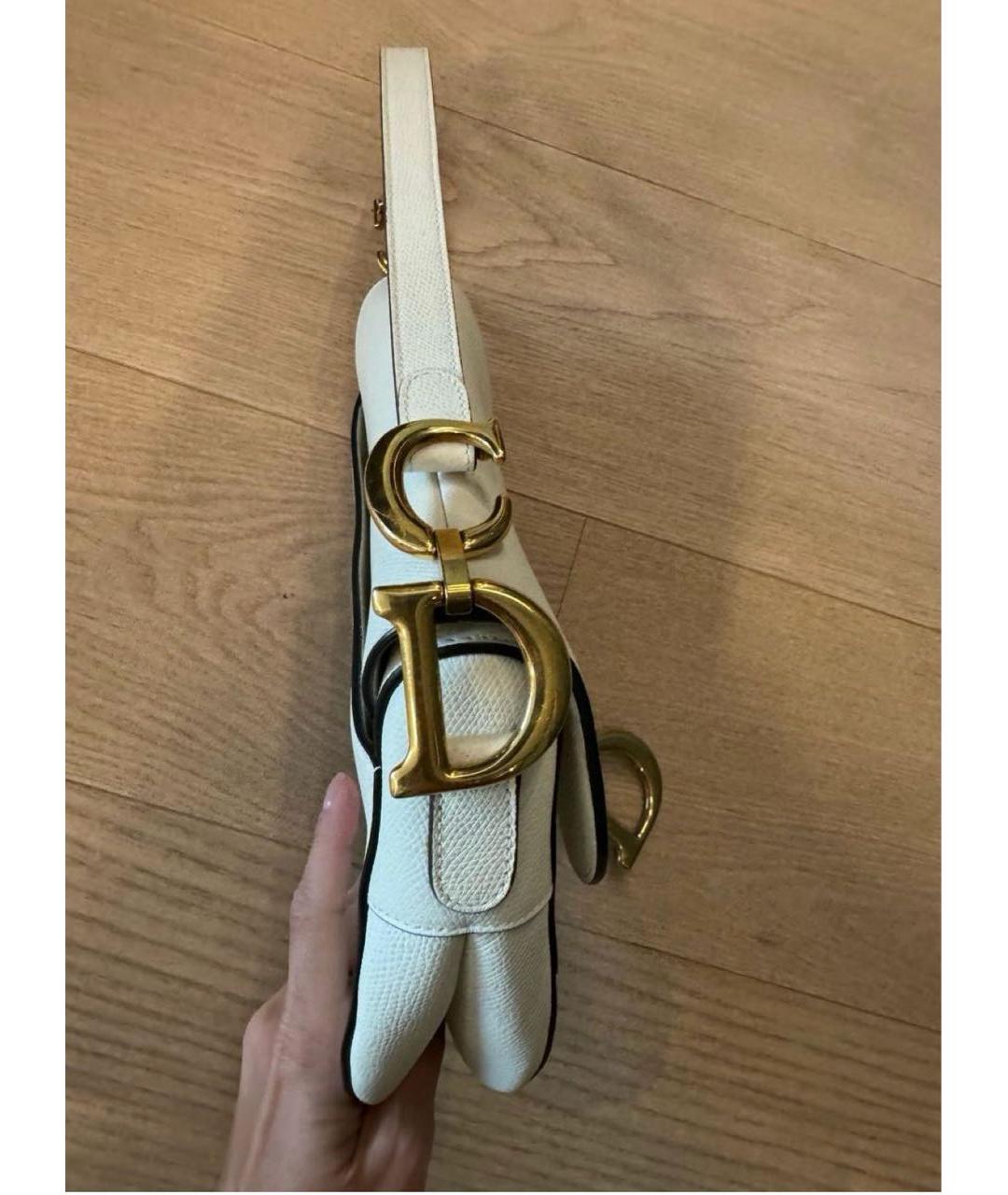 CHRISTIAN DIOR Белая кожаная сумка с короткими ручками, фото 2