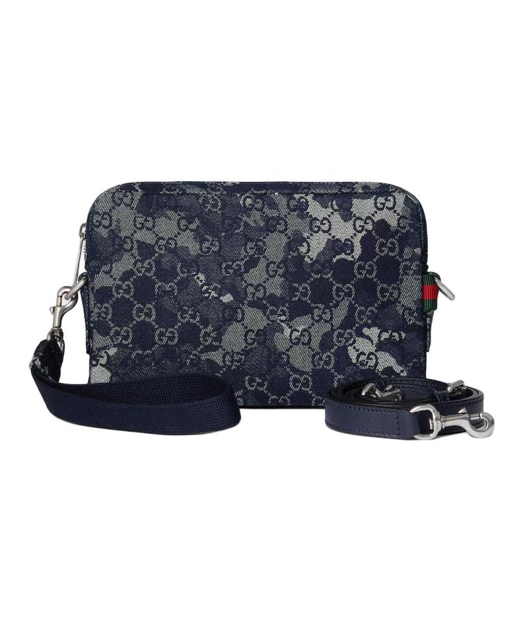 GUCCI Темно-синяя барсетка, фото 5