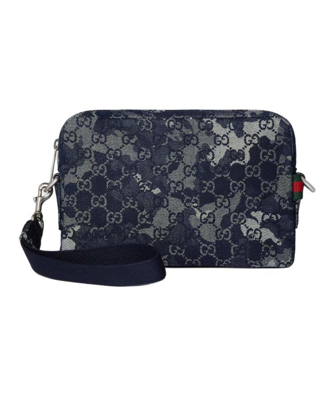 GUCCI Темно-синяя барсетка, фото 1