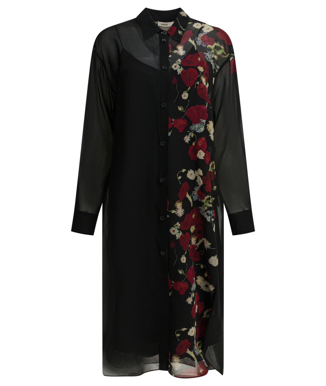 KHAITE Черное шелковое повседневное платье, фото 1