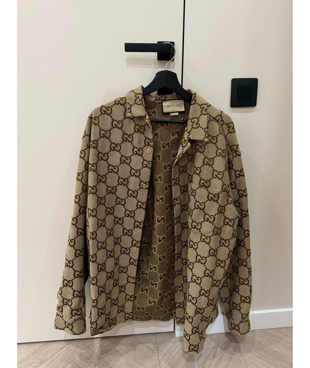 GUCCI Коричневая хлопко-полиэстеровая кэжуал рубашка, фото 3