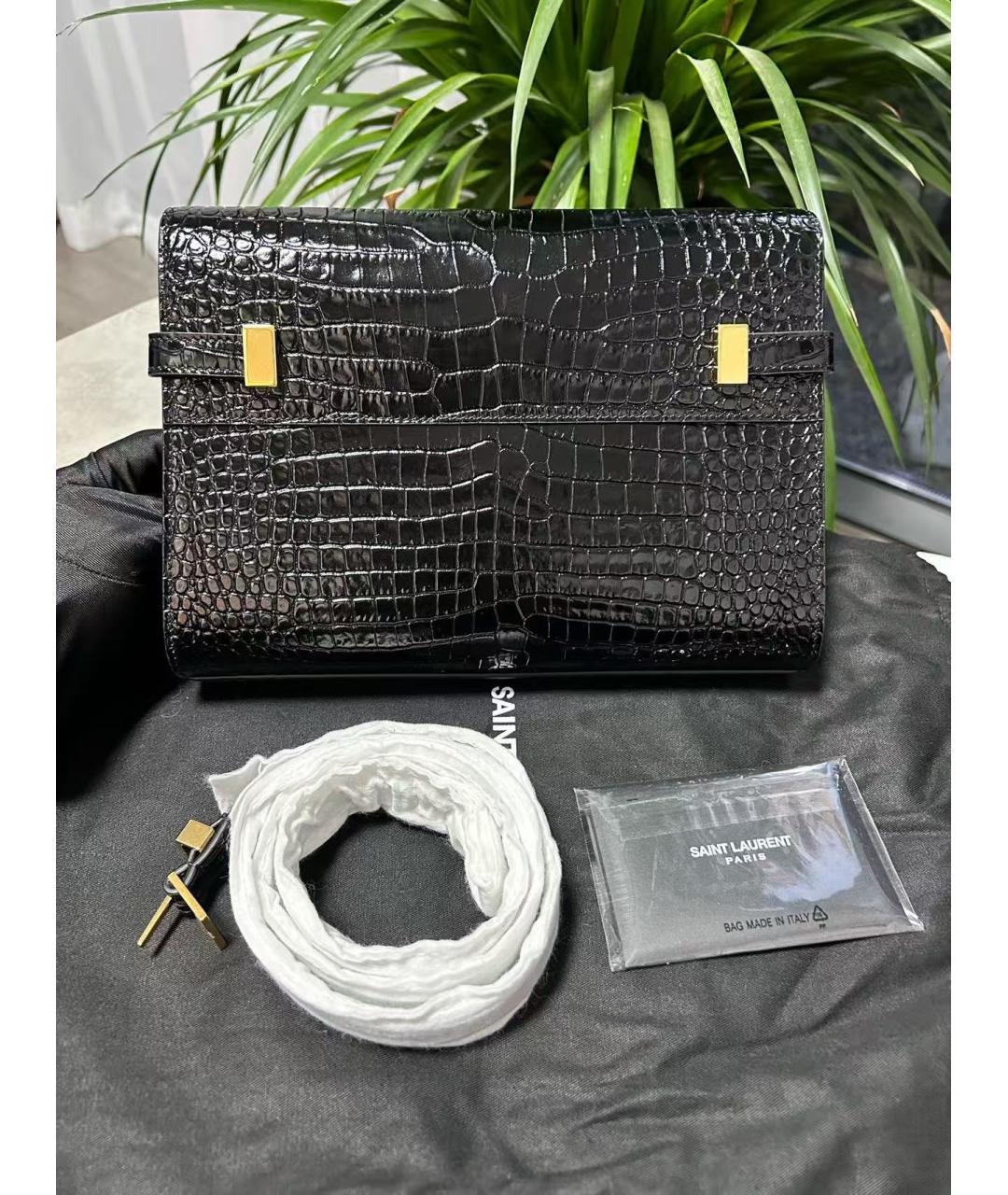SAINT LAURENT Черная кожаная сумка через плечо, фото 2