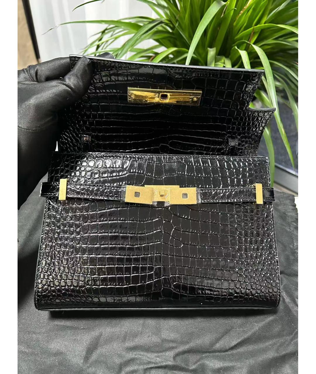 SAINT LAURENT Черная кожаная сумка через плечо, фото 5