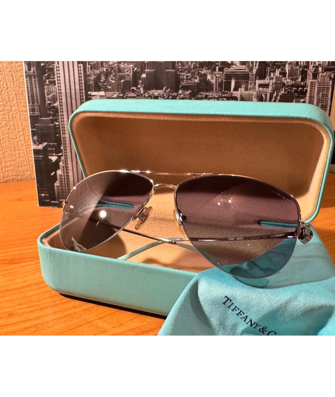 TIFFANY&CO Бирюзовые металлические солнцезащитные очки, фото 8
