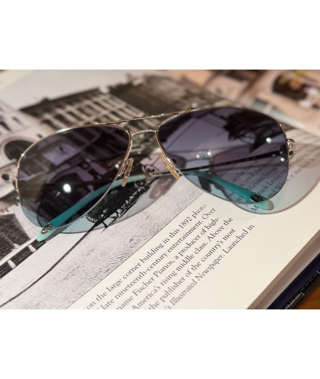 TIFFANY&CO Бирюзовые металлические солнцезащитные очки, фото 2