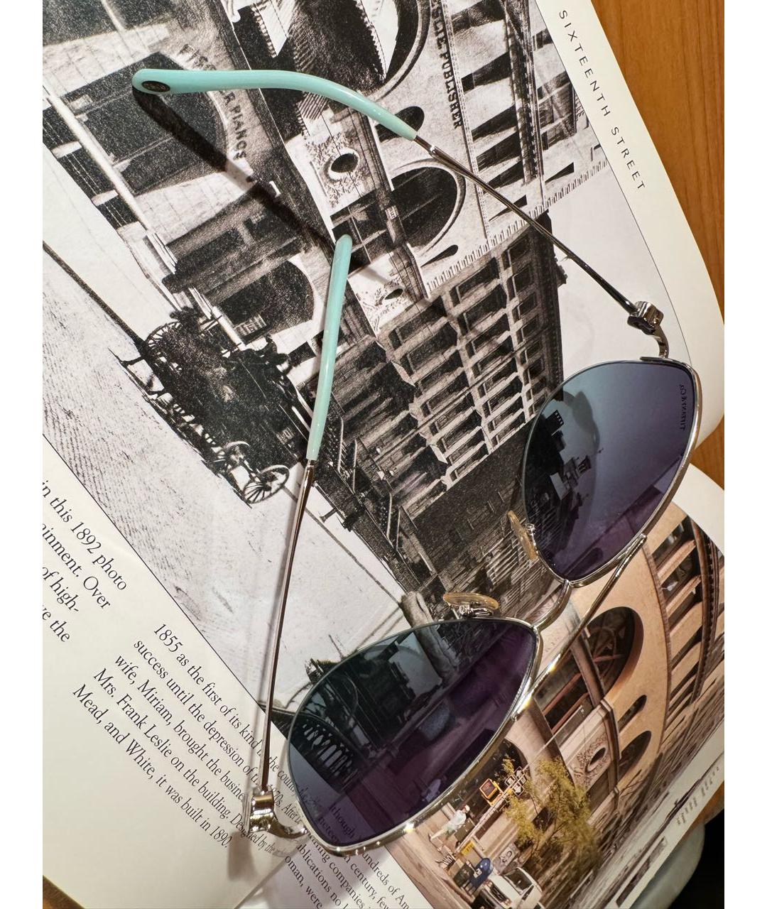 TIFFANY&CO Бирюзовые металлические солнцезащитные очки, фото 3