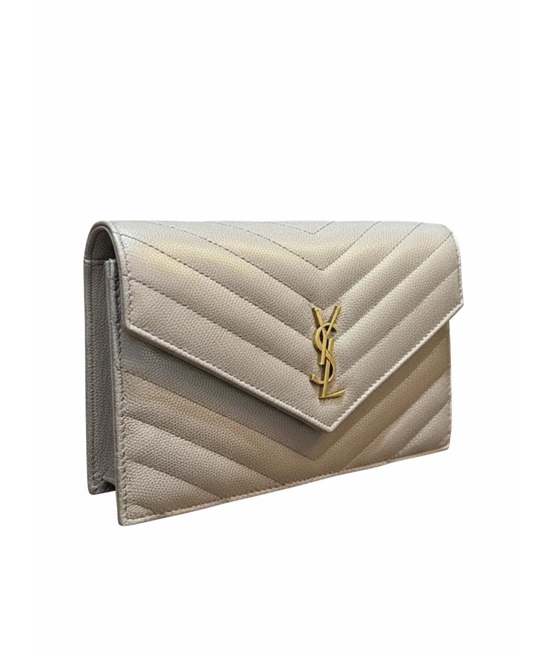 SAINT LAURENT Серая кожаная сумка через плечо, фото 1