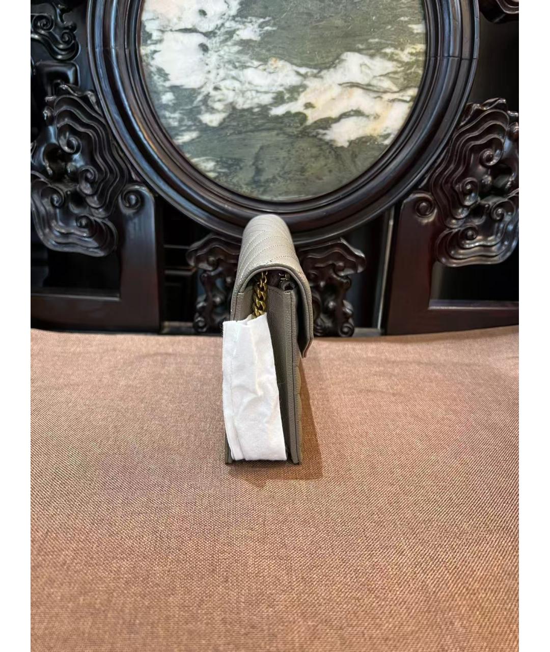 SAINT LAURENT Серая кожаная сумка через плечо, фото 3