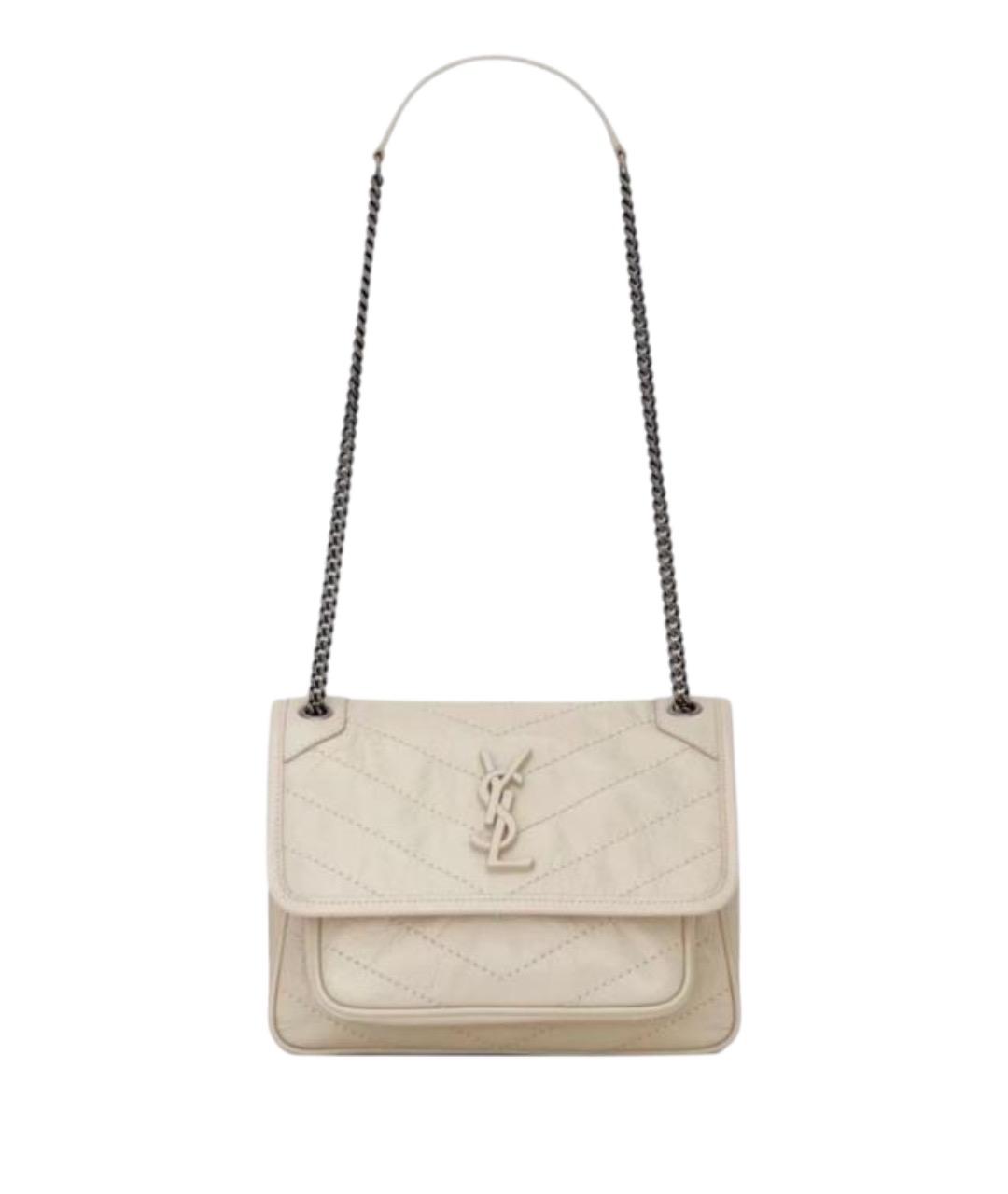 SAINT LAURENT Белая кожаная сумка через плечо, фото 1