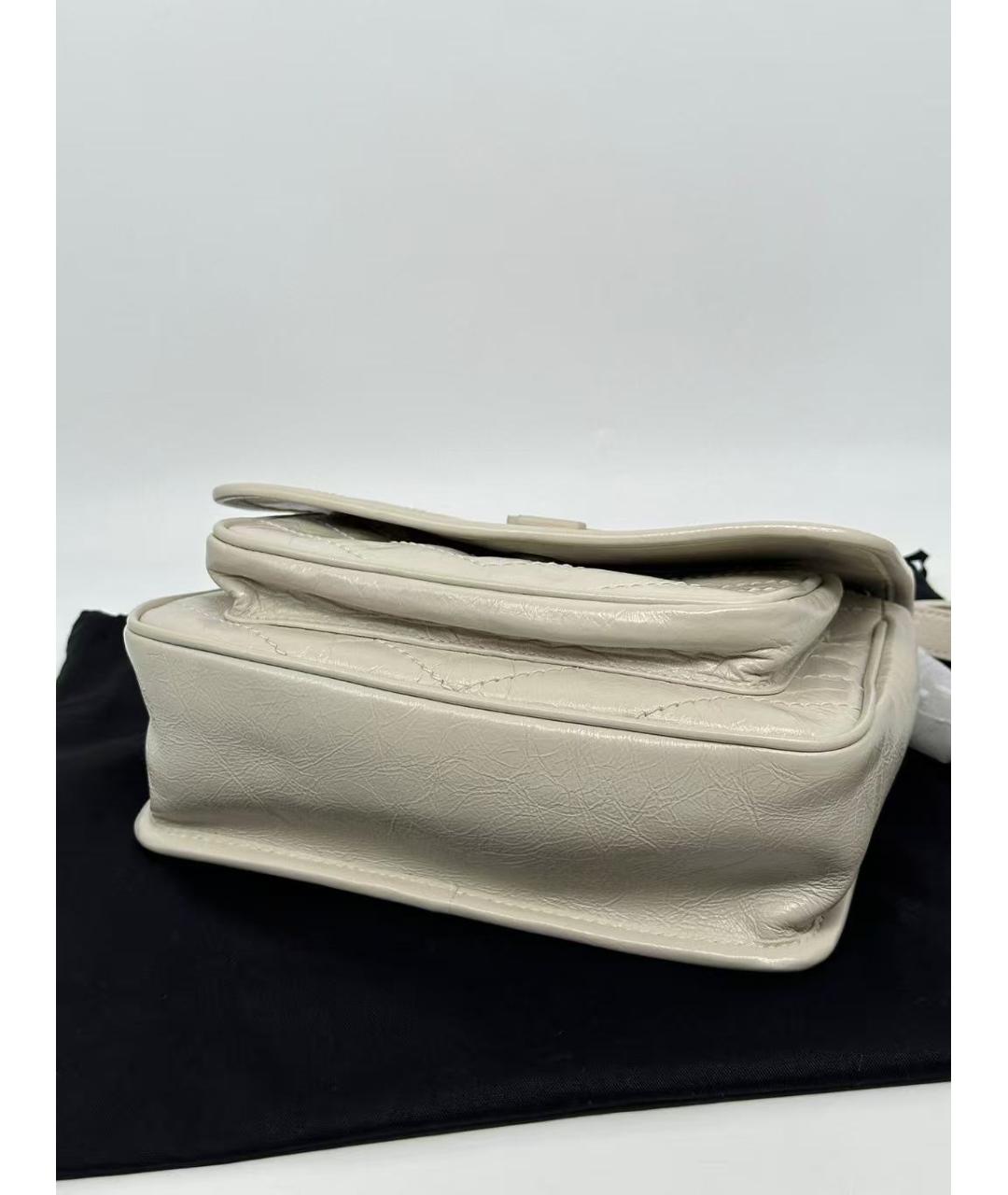 SAINT LAURENT Белая кожаная сумка через плечо, фото 3