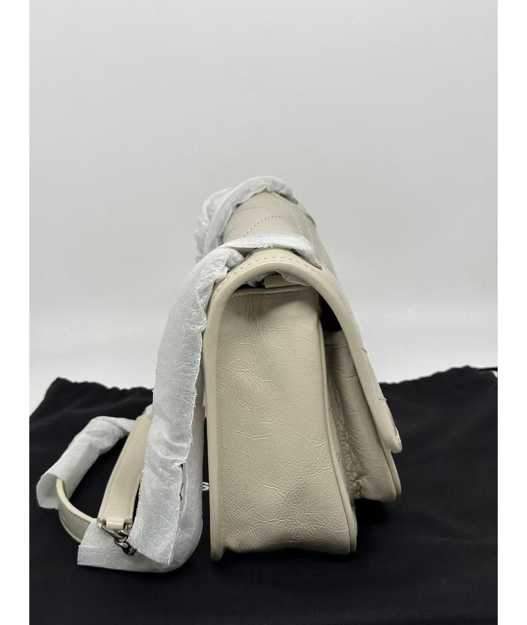 SAINT LAURENT Белая кожаная сумка через плечо, фото 4