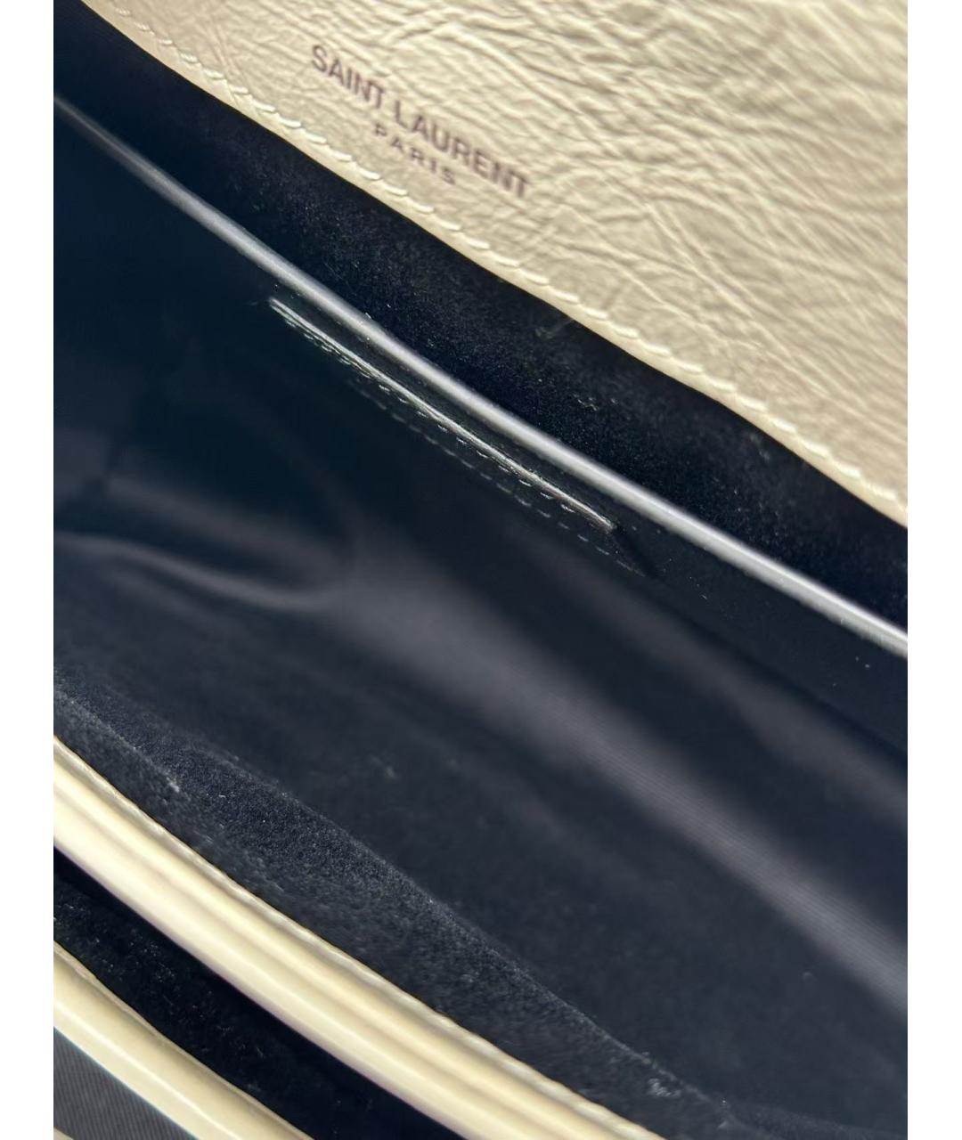 SAINT LAURENT Белая кожаная сумка через плечо, фото 6