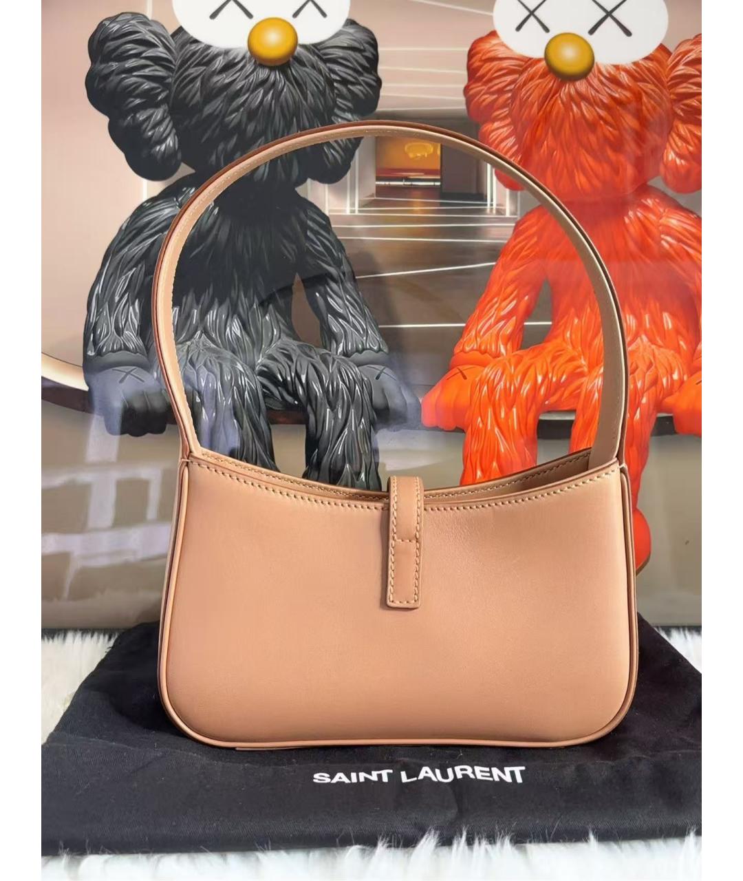 SAINT LAURENT Коралловая кожаная сумка через плечо, фото 3