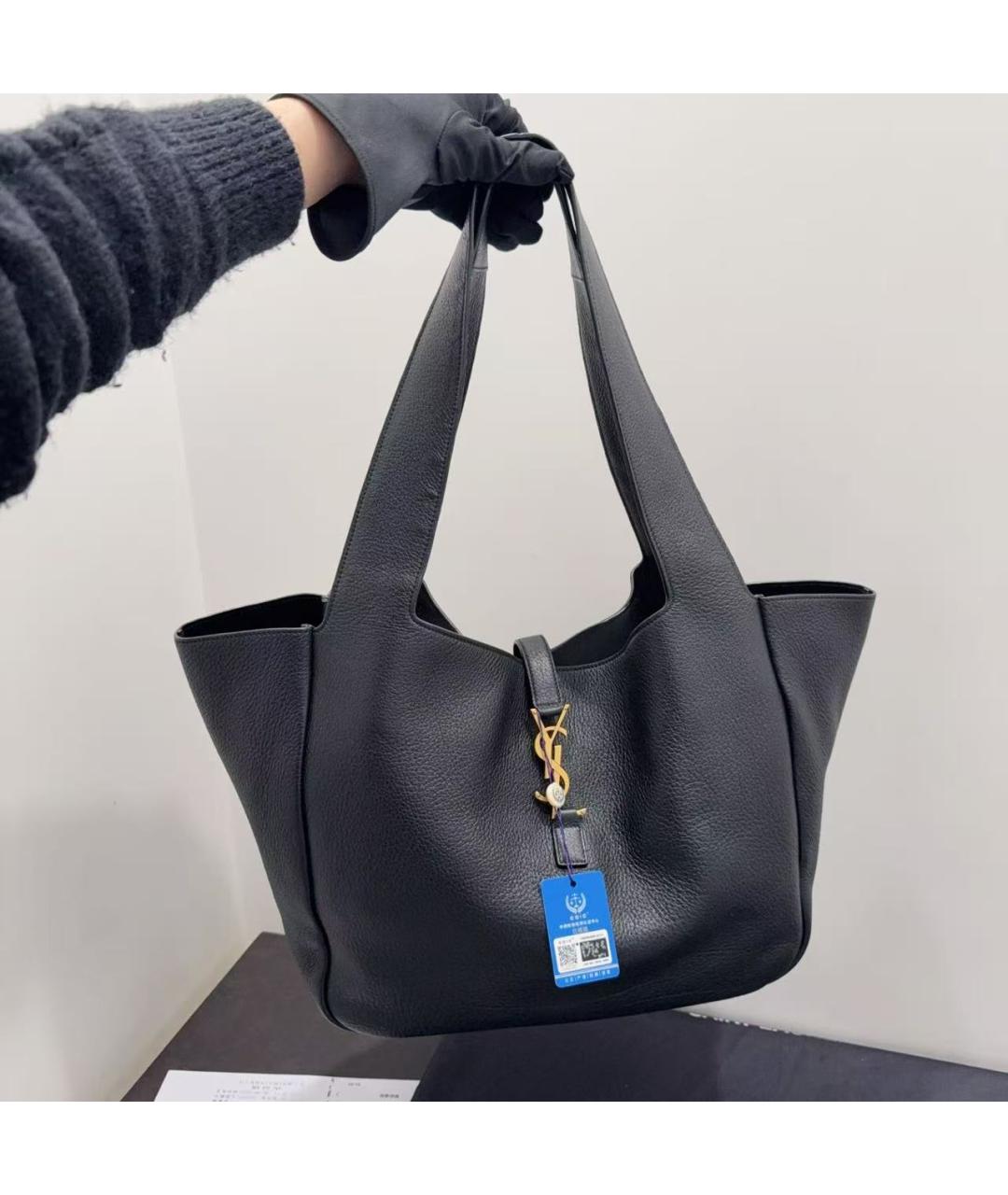 SAINT LAURENT Черная кожаная сумка через плечо, фото 5