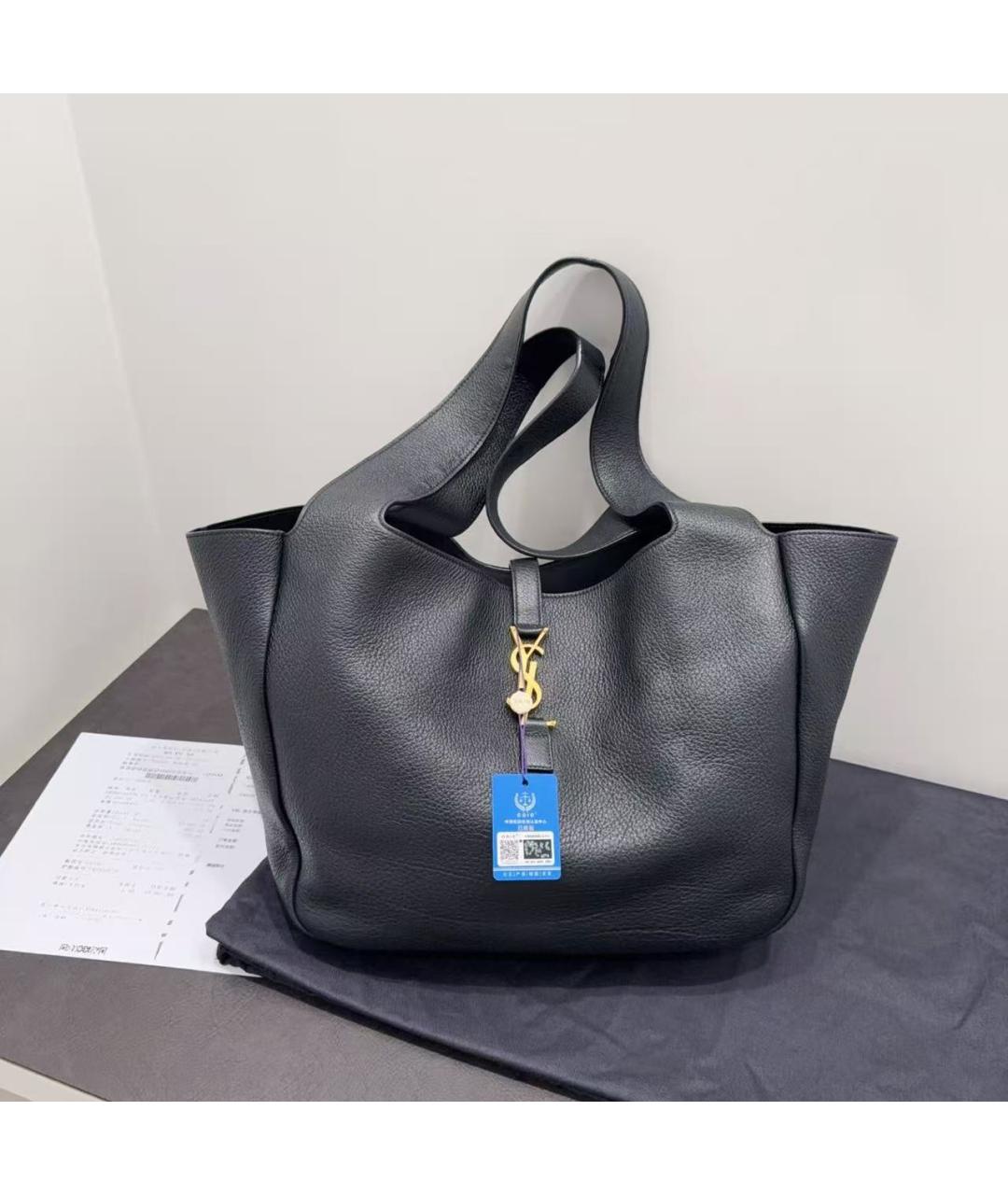 SAINT LAURENT Черная кожаная сумка через плечо, фото 3