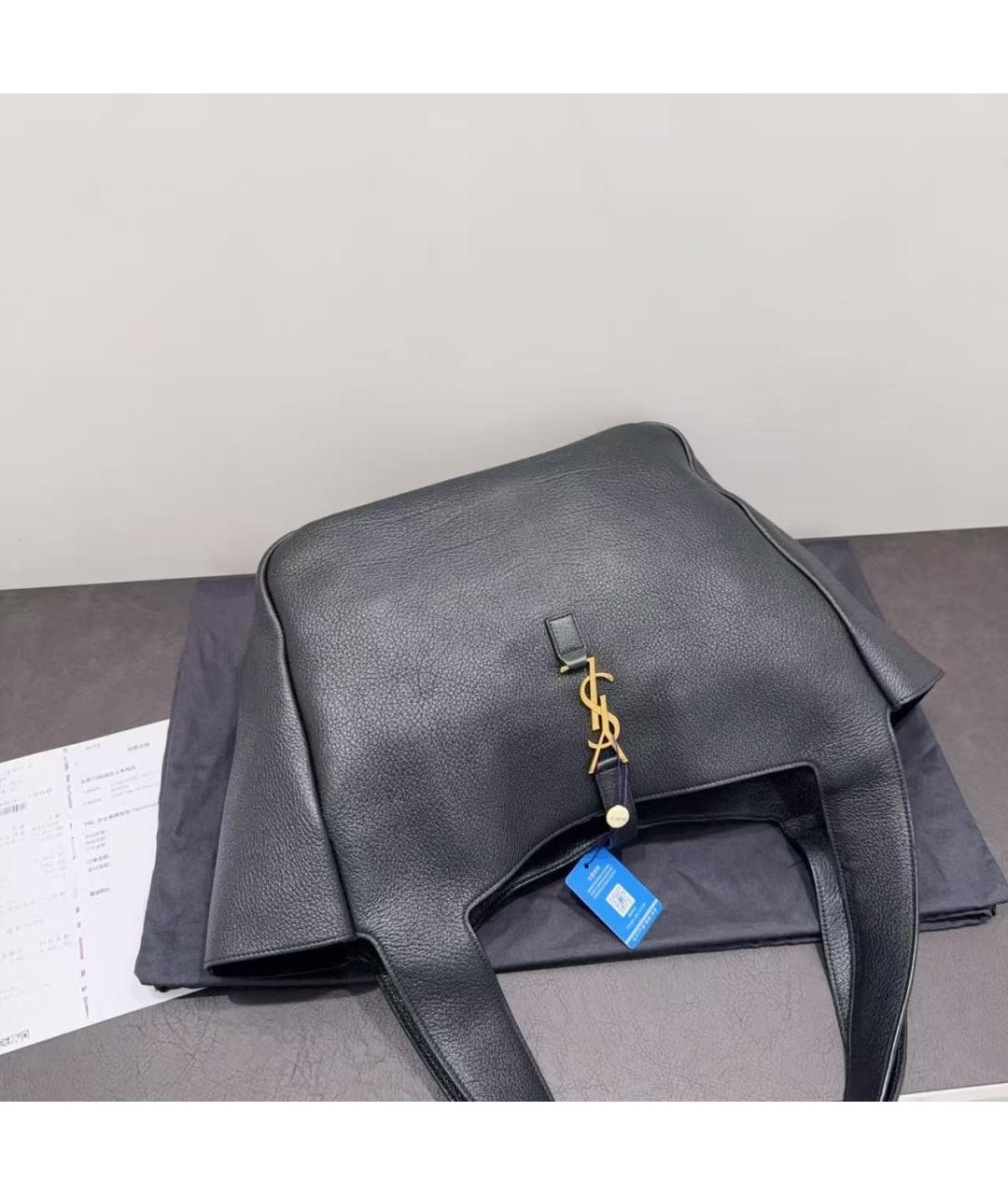 SAINT LAURENT Черная кожаная сумка через плечо, фото 2