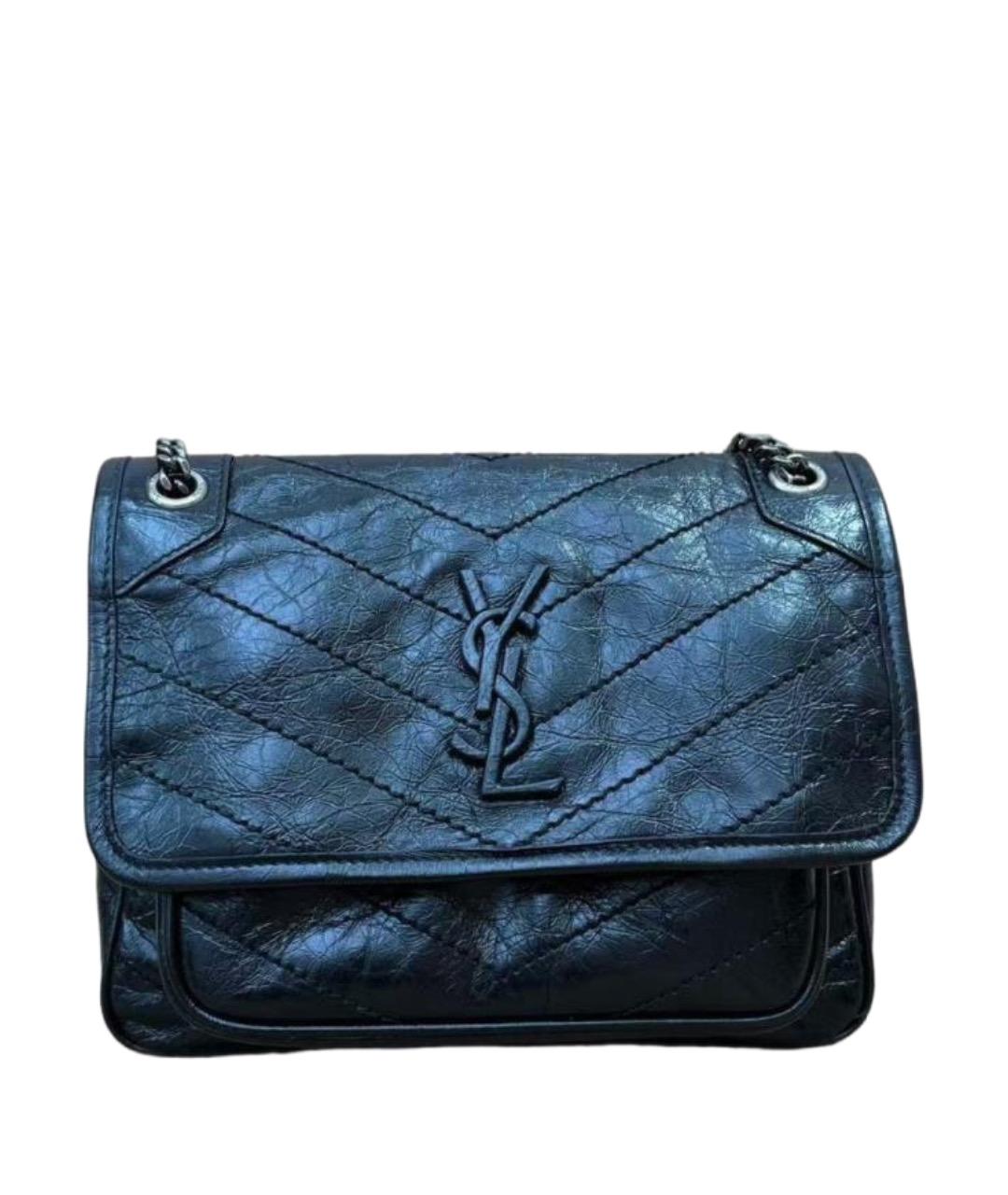 SAINT LAURENT Черная кожаная сумка через плечо, фото 1