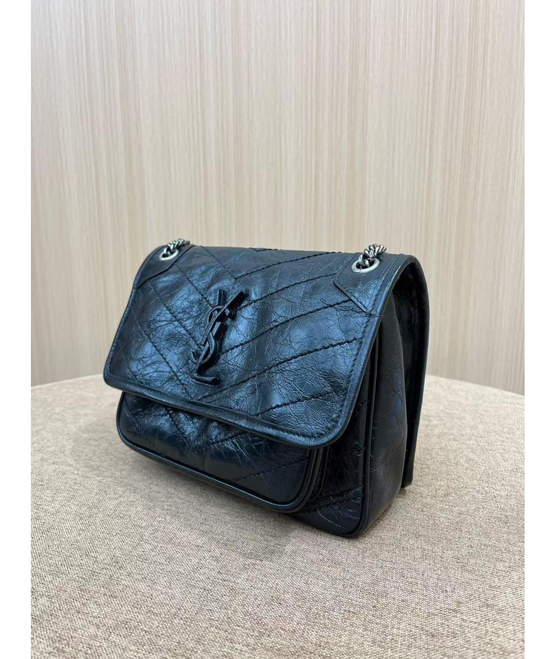 SAINT LAURENT Черная кожаная сумка через плечо, фото 4