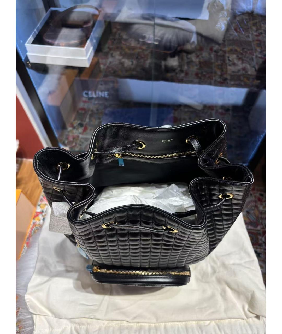 CELINE Черный кожаный рюкзак, фото 4