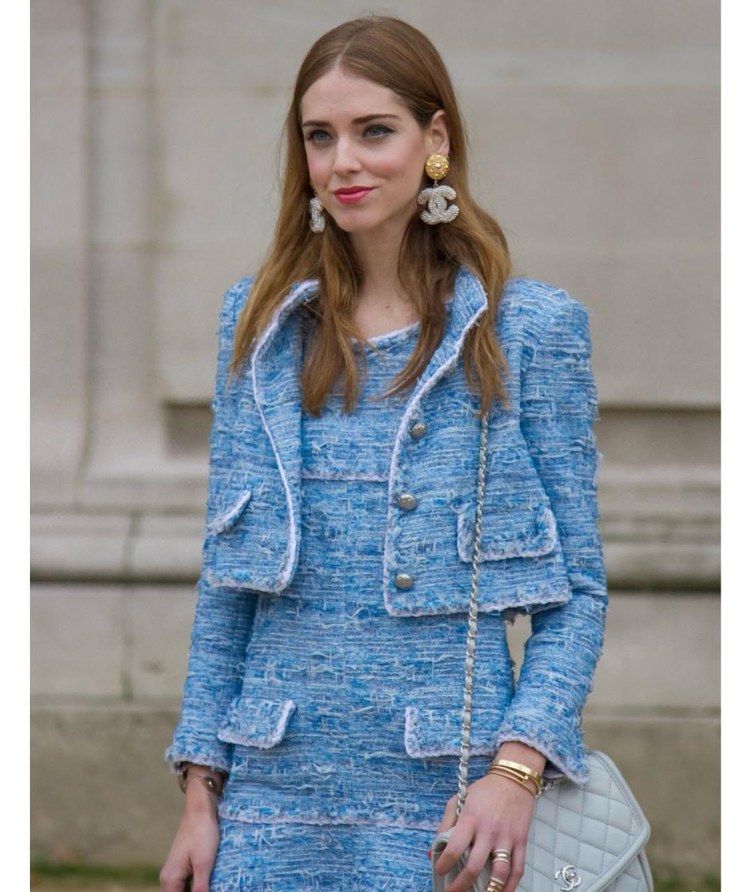 CHANEL Голубой твидовый жакет/пиджак, фото 5