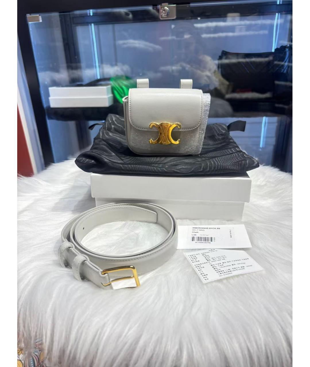 CELINE Белая кожаная сумка через плечо, фото 8