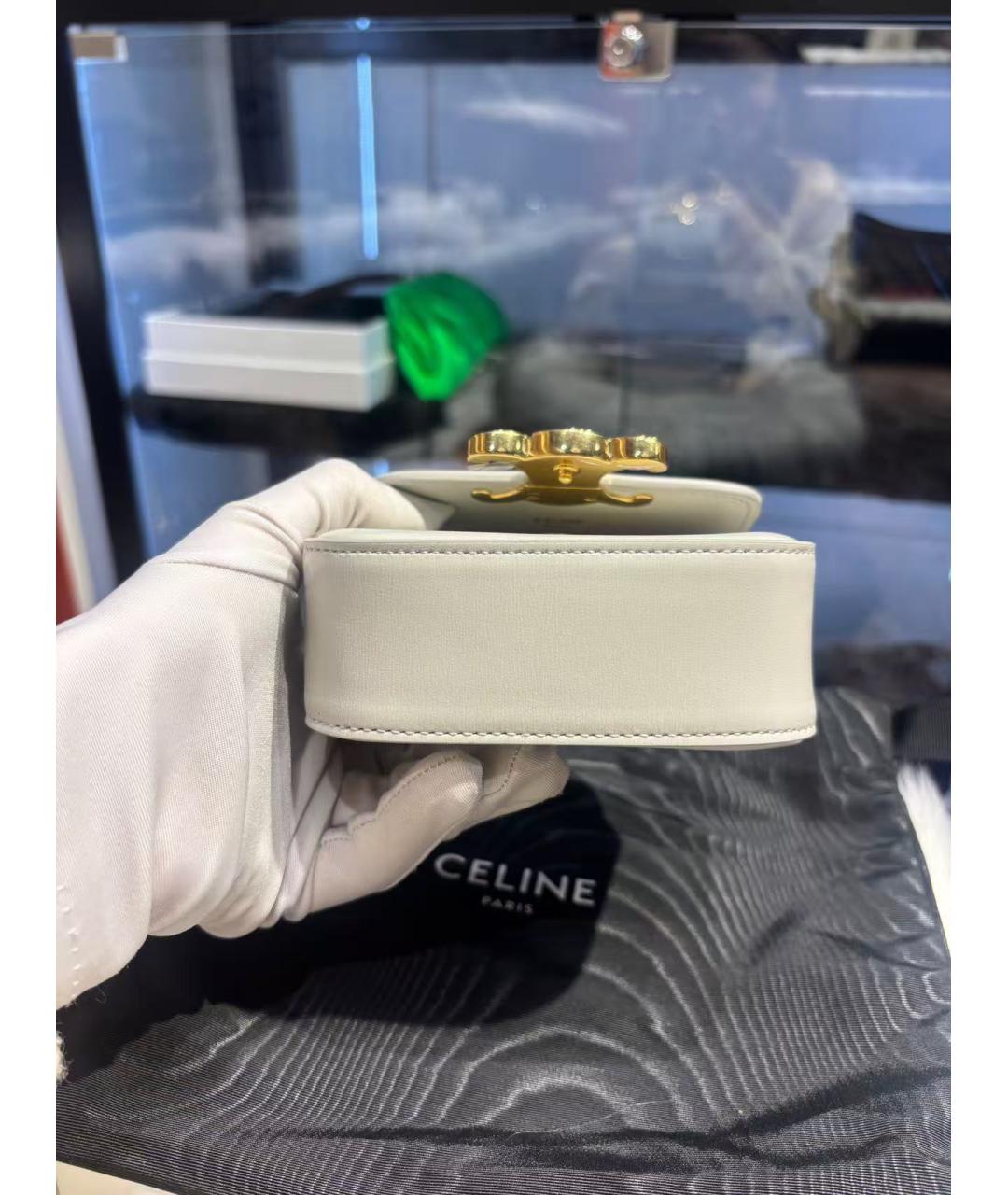 CELINE Белая кожаная сумка через плечо, фото 5