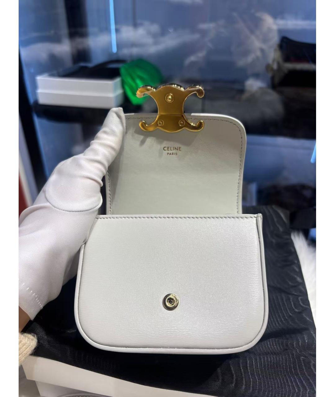 CELINE Белая кожаная сумка через плечо, фото 6